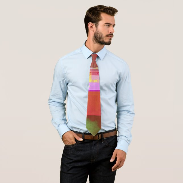 CD1FE646 Abstract Digital Glitch Art Grid Pattern  Neck Tie (In Situ)