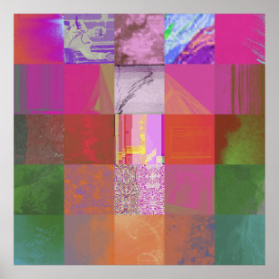 CD1FE646 Abstract Digital Glitch Art Grid Pattern Poster