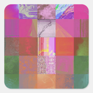 CD1FE646 Abstract Digital Glitch Art Grid Pattern Square Sticker