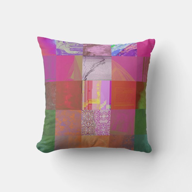 CD1FE646 Abstract Digital Glitch Art Grid Pattern  Throw Pillow (Front)
