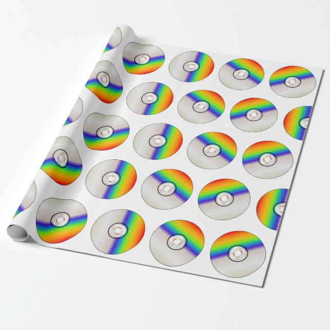 CD Disk Repeating Background Wrapping Paper (Unrolled)