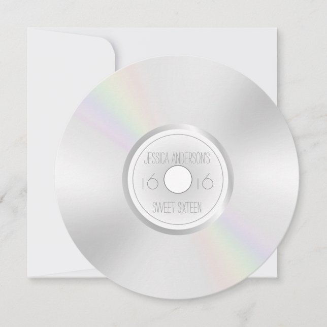 CD DVD Record Album Sweet Sixteen Invitation (Front)
