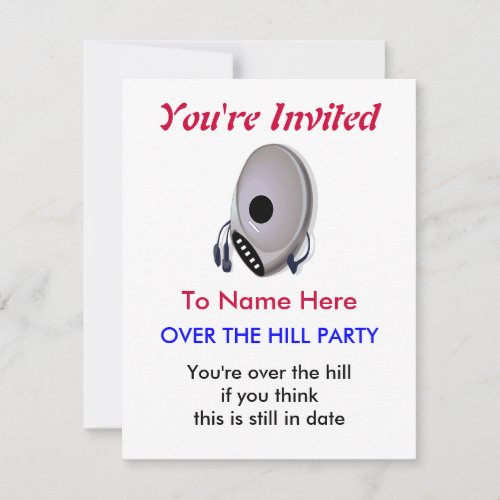 CD Player Over The Hill Birthday Party Invitation