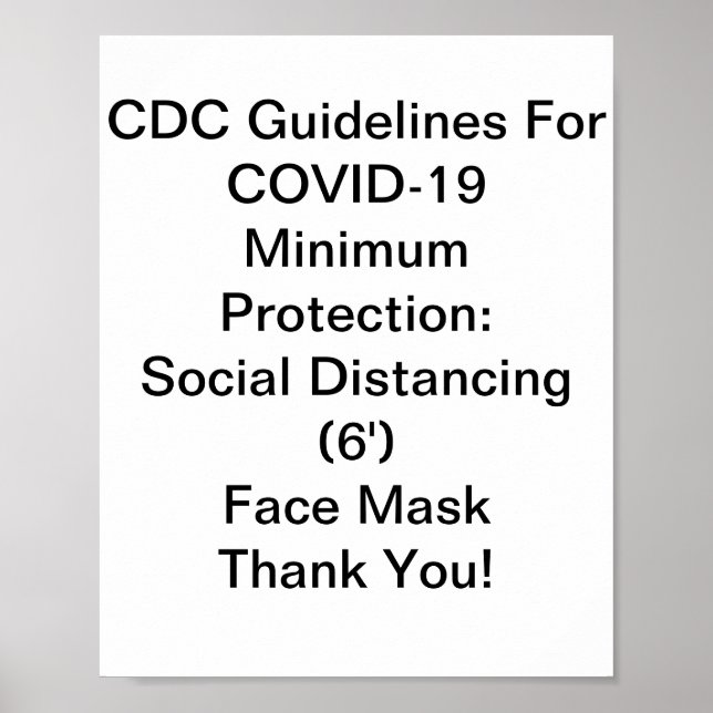 CDC Guidelines For COVID-19 Poster (Front)