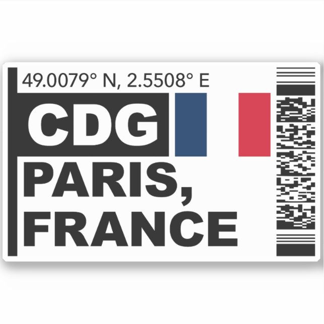 CDG Paris Boarding Pass - France Travel Sticker (Front)