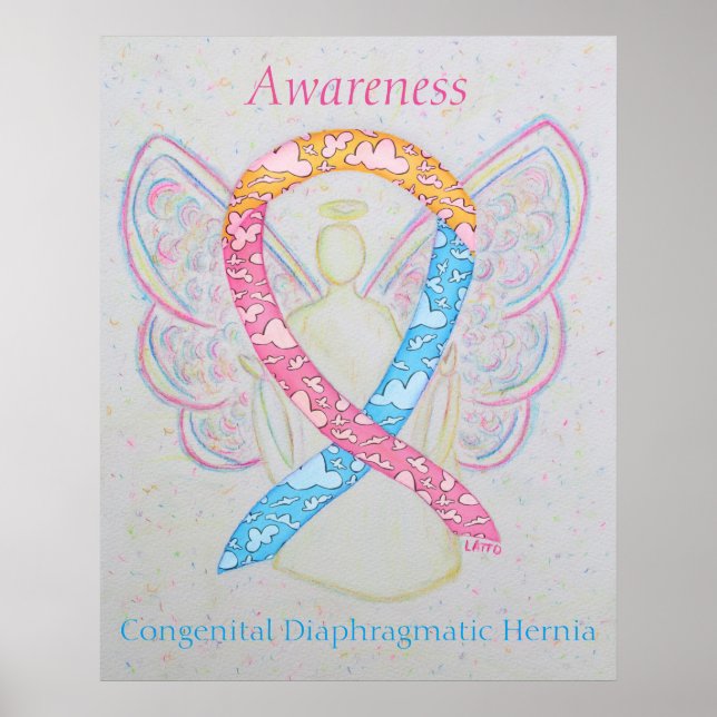 CDH Awareness Ribbon Angel Cherub Art Print Poster (Front)