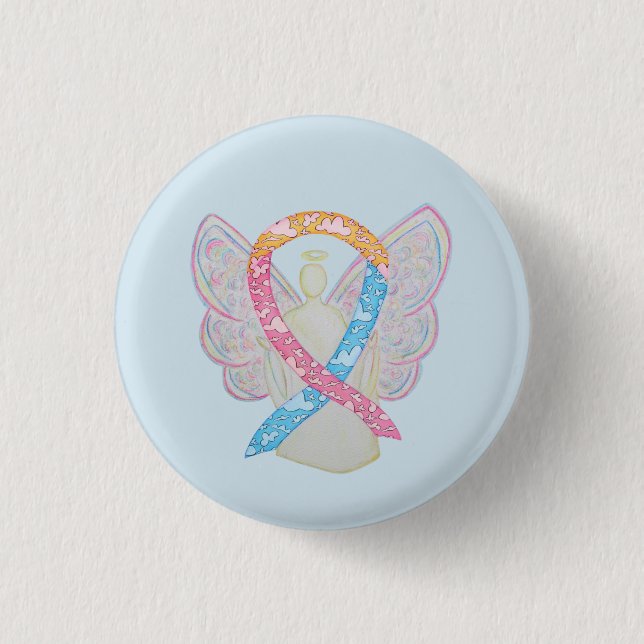 CDH Awareness Ribbon Angel Custom Pin Button (Front)