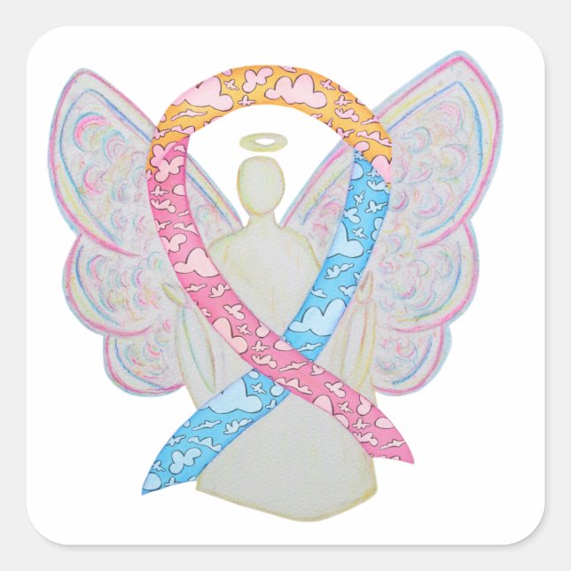 CDH Awareness Ribbon Cherub Angel Sticker Decals (Front)
