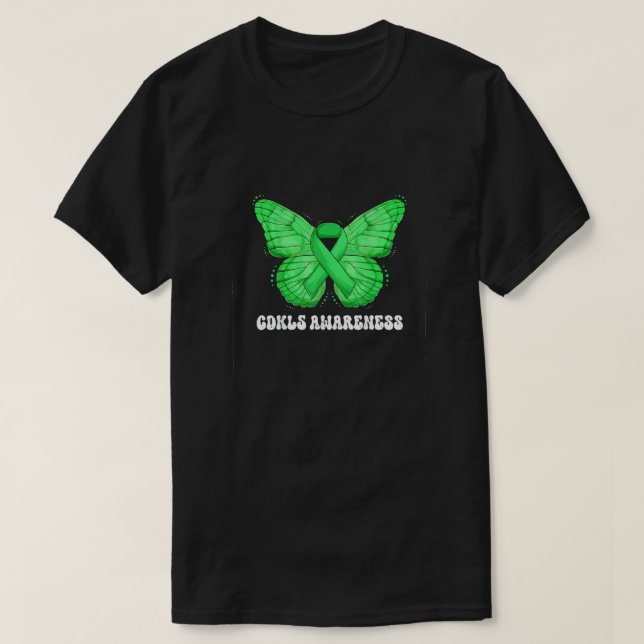CDKL5 Awareness Month Green Ribbon Butterfly T-Shirt (Design Front)
