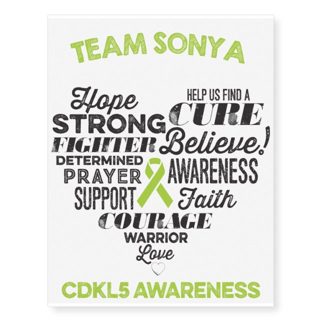 CDKL5 Awareness Temporary Tattoos, Sonya Story Tattoos (Front)