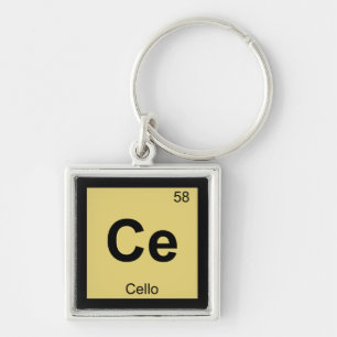 Ce - Cello Music Chemistry Periodic Table Symbol Keychain