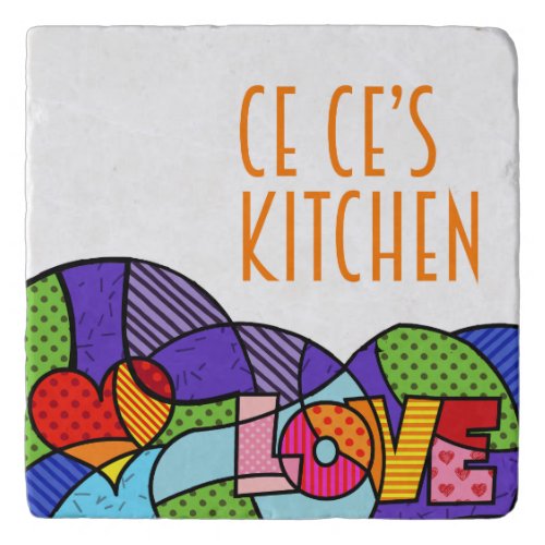 Ce Ces kitchen pop art custom design travertine Trivet