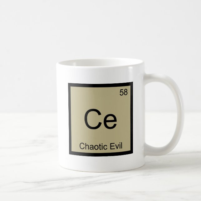 Ce - Chaotic Evil Chemistry Element Symbol T-Shirt Coffee Mug (Right)