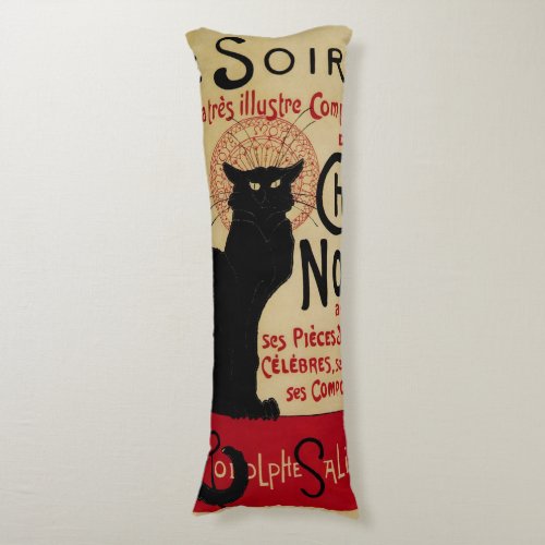 Ce Soir Chat Noir Black Cat Vintage Art Nouveau Body Pillow