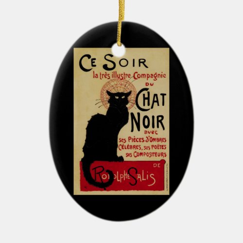 Ce Soir Chat Noir Black Cat Vintage Art Nouveau Ceramic Ornament