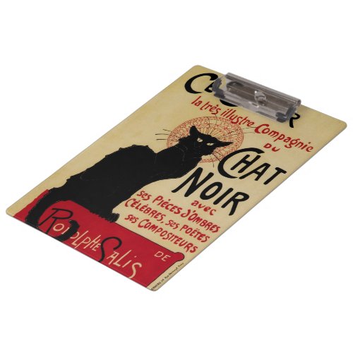 Ce Soir Chat Noir Black Cat Vintage Art Nouveau Clipboard