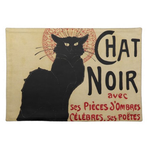 Ce Soir Chat Noir Black Cat Vintage Art Nouveau Cloth Placemat