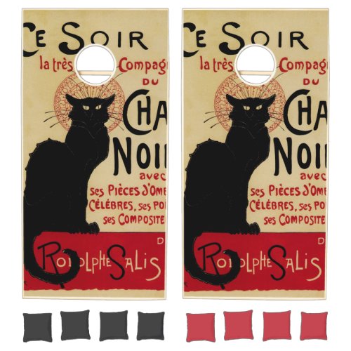 Ce Soir Chat Noir Black Cat Vintage Art Nouveau Cornhole Set