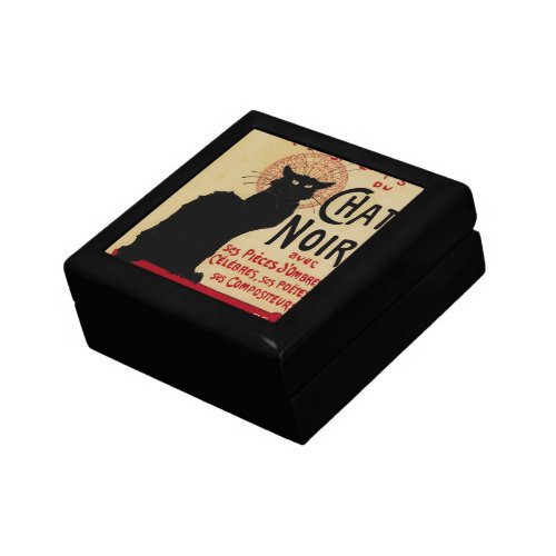 Ce Soir Chat Noir Black Cat Vintage Art Nouveau Keepsake Box