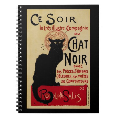 Ce Soir Chat Noir Black Cat Vintage Art Nouveau Notebook