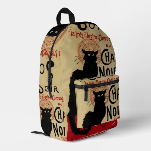 Ce Soir Chat Noir Black Cat Vintage Art Nouveau Printed Backpack