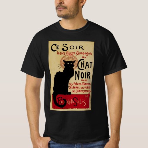 Ce Soir Chat Noir Black Cat Vintage Art Nouveau T_Shirt