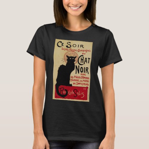 Ce Soir Chat Noir Black Cat Vintage Art Nouveau T_Shirt