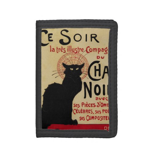 Ce Soir Chat Noir Black Cat Vintage Art Nouveau Tri_fold Wallet