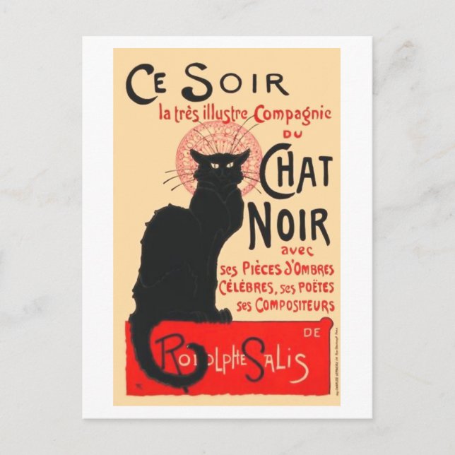 Ce Soir Le Chat Noir, Théophile Steinlen Postcard (Front)