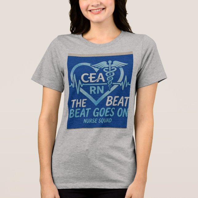 CEA RN Nurse Squad Heartbeat Caduceus tshirt (Front)