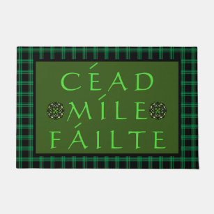 Cead Mile Failte Irish Welcome green text Celtic Doormat