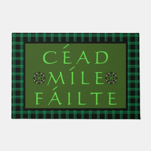 Cead Mile Failte Irish Welcome green text Celtic Doormat