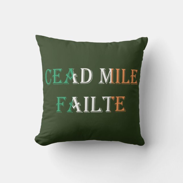Cead Mile Failte on Irish Flag tpcnt Outdoor Pillow (Front)