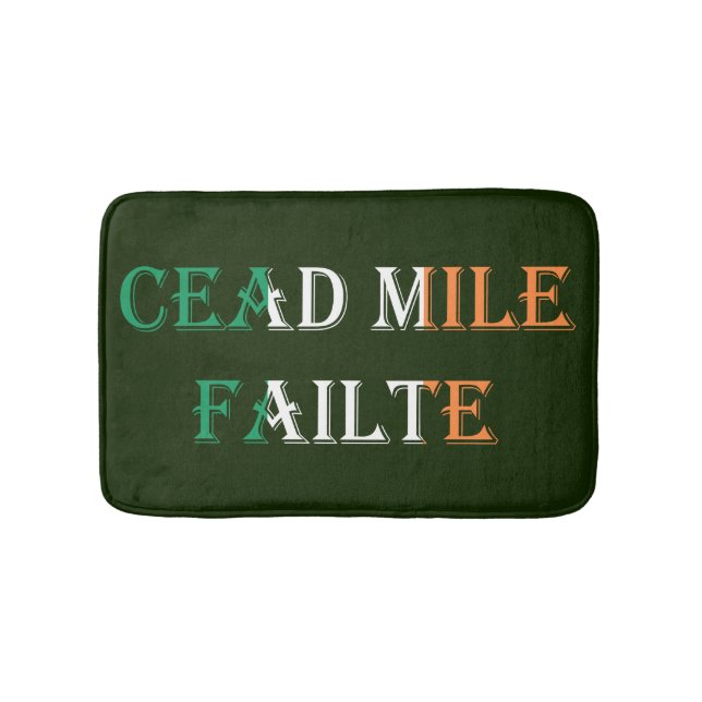Cead Mile Failte overlaid on Irish Flag bmt Bath Mat (Front)