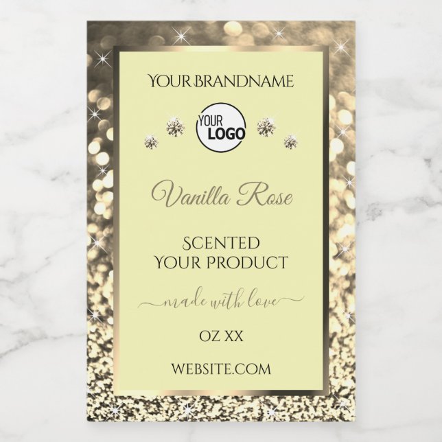 Ceam Sparkling Gold Glitter Product Labels Logo (Single Label)
