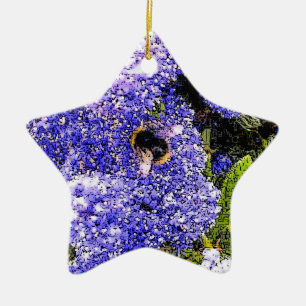 Ceanothus Bee Floral Ceramic Ornament