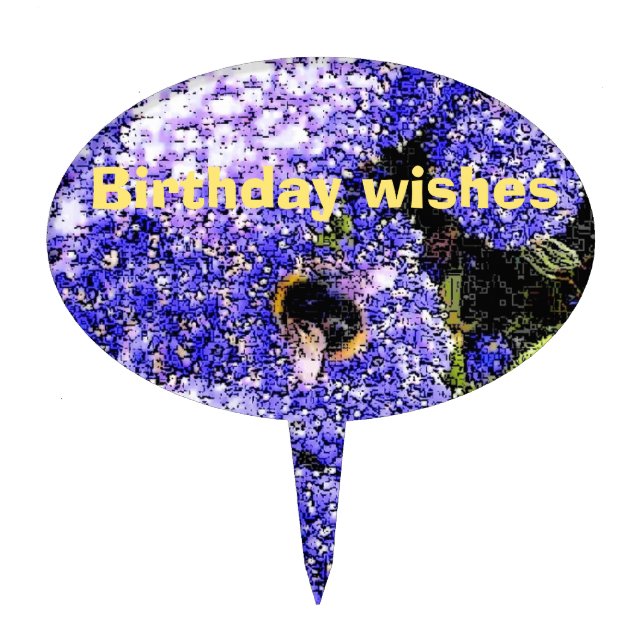 Ceanothus Flower Bee Photo Cake Topper (Front)