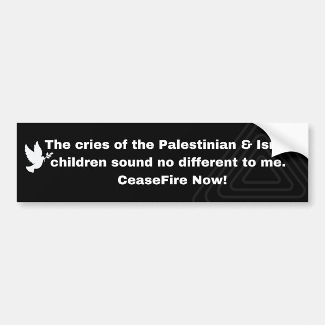 Cease Fire for Gaza Bumper Sticker  (Front)