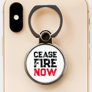 Cease Fire Now black red white grunge anti war Phone Ring Stand