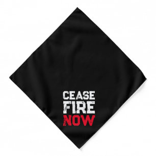 Cease Fire Now white red black distressed anti war Bandana