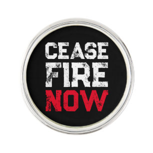 Cease Fire Now white red black distressed anti war Lapel Pin