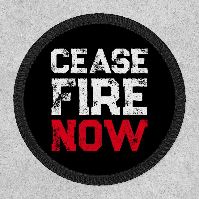 Cease Fire Now white red black grunge anti war Patch (Front)
