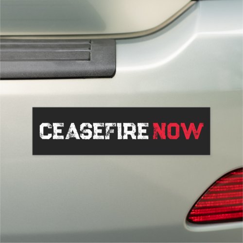 Cease Fire Now white red black grunge typography Car Magnet