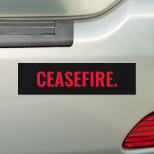 Ceasefire black red text minimalist anti war bumper sticker