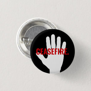 Ceasefire black red white hand bold custom text button