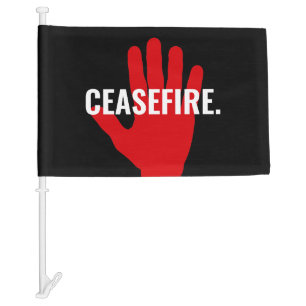 Ceasefire black white red hand anti war custom car flag