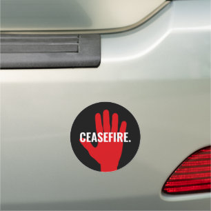 Ceasefire black white red hand anti war custom car magnet