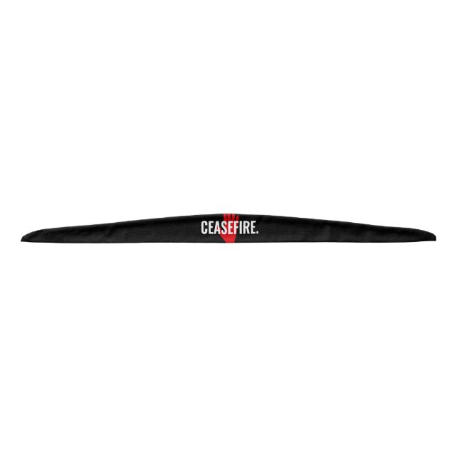 Ceasefire black white red hand anti war custom tie headband (Front)