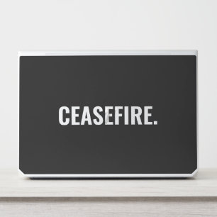 Ceasefire black white text minimalist anti war HP laptop skin
