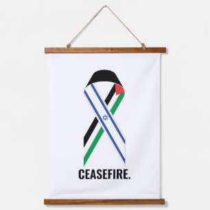 Ceasefire Israel and Palestine flags ribbon custom Hanging Tapestry